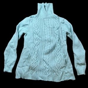 Vineyard Vines Sweater Women's Medium Turquoise Blue Turtleneck Wool/Camel Blend